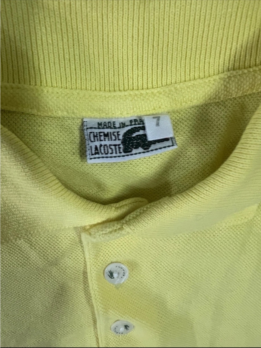 Chemise Lacoste Made In France Girls Size 7 Polo Yellow Shirt Retro Tennis Golf - Picture 2 of 9